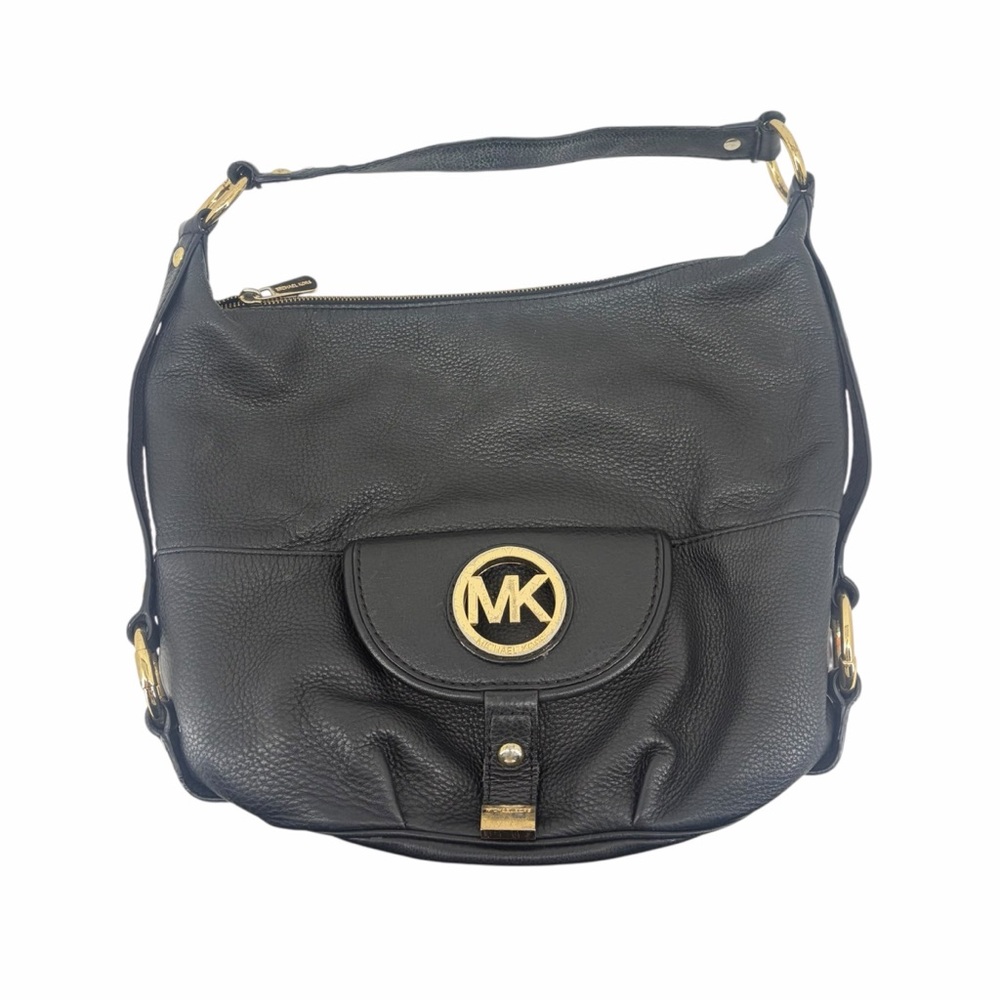 Michael Kors Black Hobo Bag with Gold Accents